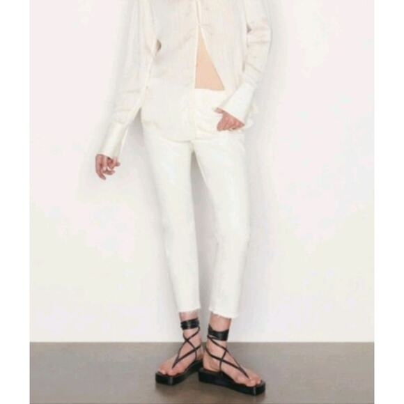 Frame Le Garcon Ankle Slim Straight Leg Jeans Au Natural Heather Cotton Linen 26 - Picture 1 of 11